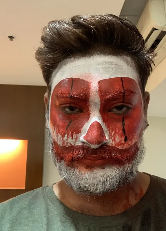 Ravi with Kratos-inspired face paint