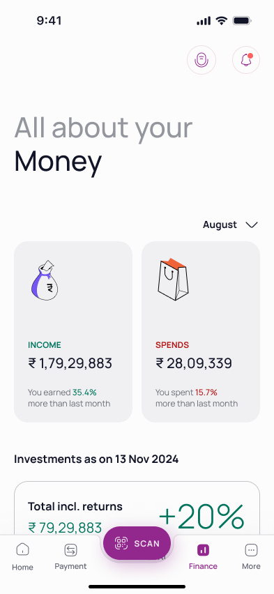 Simplified spending dashboard