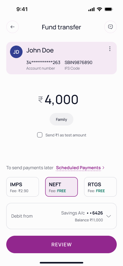 New fund transfer flow