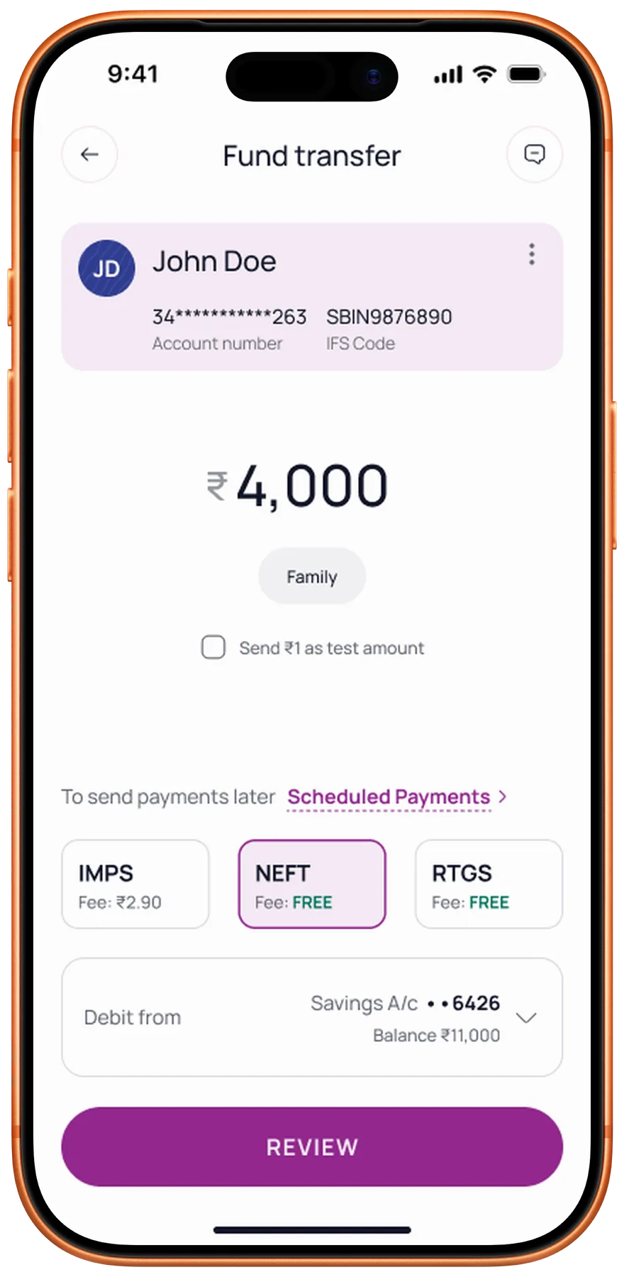 The redesigned fund transfer flow