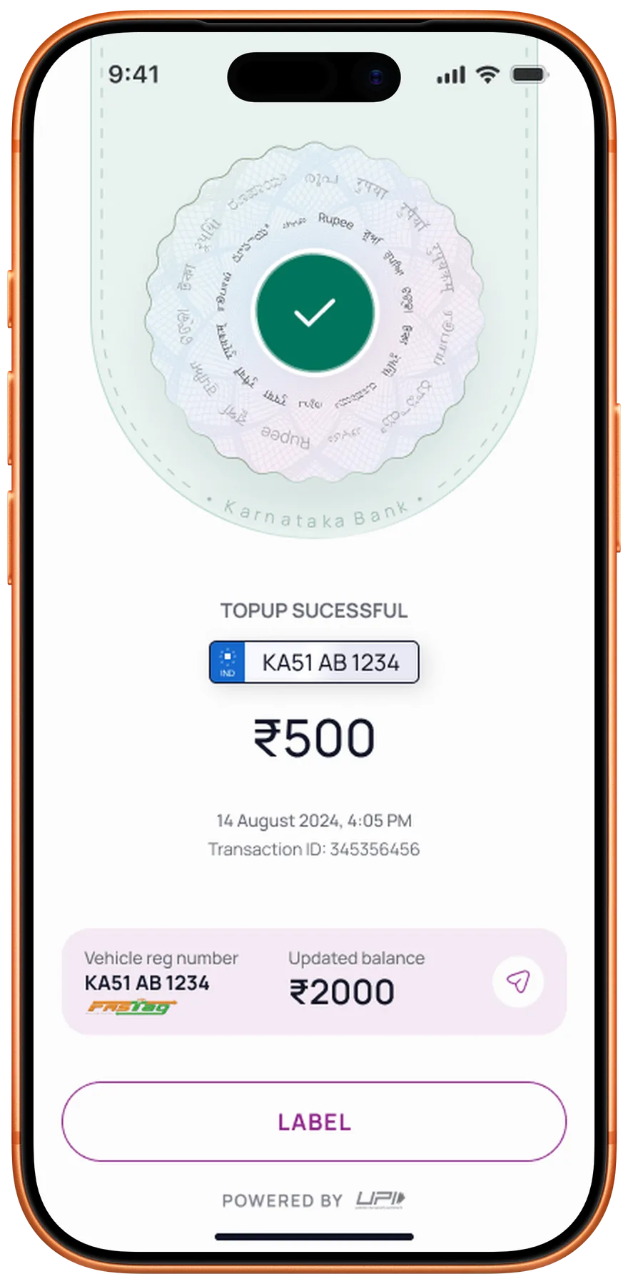 FASTag top-up, ending in a state you can't misread